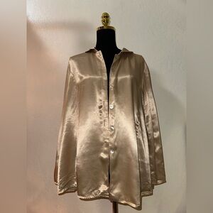 Satin Button-Up Shirt in Gold